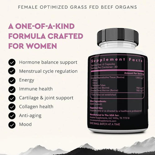 Ancestral Supplements Grass Fed FEM Liver Supplement for Women with Collagen, CoQ10, Vitamin B12, Joint Support Bone Marro...