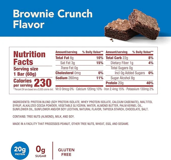 think! Protein Bars, High Protein Snacks, Gluten Free, Kosher Friendly, Brownie Crunch, Nutrition Bars, 2.1 Oz per Bar, 30...