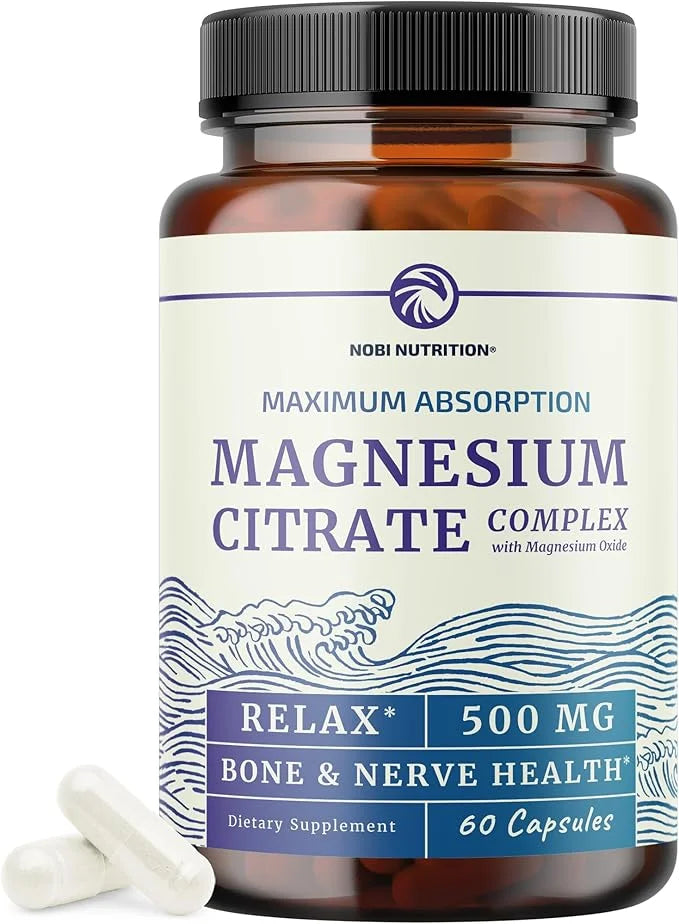 Magnesium Citrate Complex 500 MG for Calm, Relaxation, Constipation & Digestion Support | High Absorption Magnesium Supple...