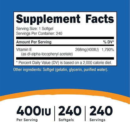 Nutricost Vitamin E 400 IU, 240 (2 Bottles)