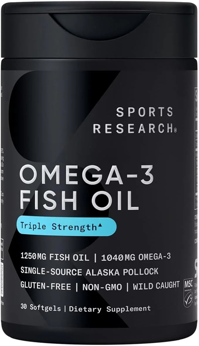 Sports Research Triple Strength Omega 3 1250mg from Omega3s EPA 30 Softgels