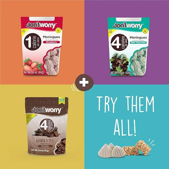 Don't Worry Meringue Cookies Keto Friendly - Cookies & Cream, Only 1 Calorie per piece!, Healthy Candy, Gluten Free Cookie...