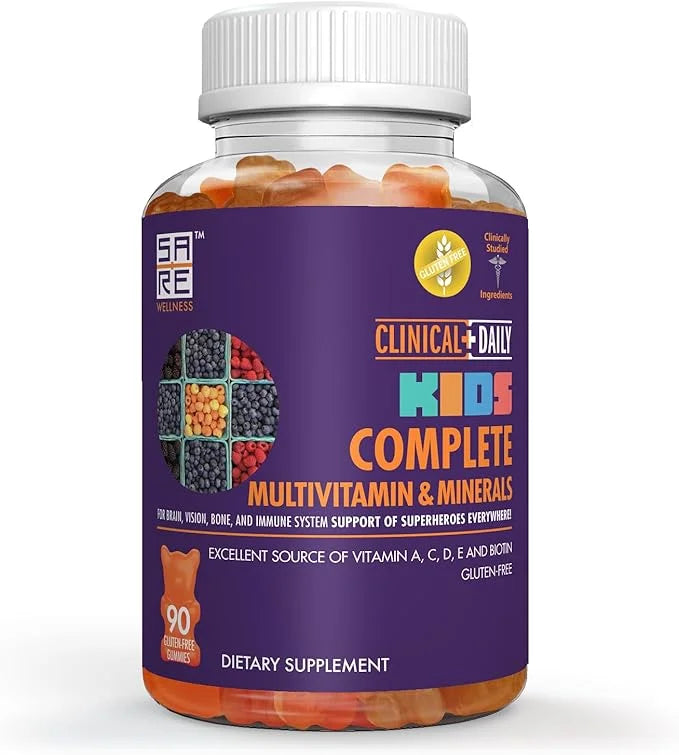 Complete Kids Multivitamin Daily Gummy Supplement E,D,B6,B12, Folate, 90 Gluten