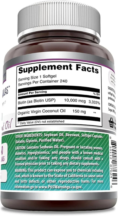 Amazing Formulas Biotin with Extra Virgin 10000 Mcg (1 Pack, 240 Count)