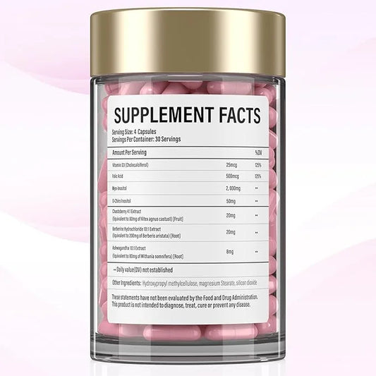 Inositol Supplement - Myo-Inositol and D-Chiro Inositol Plus Chasteberry,Berberine & Ashwagandha - Ideal 40:1 Ratio, Hormo...