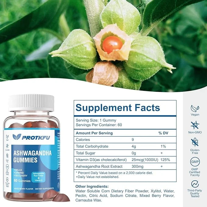 2 Pack Ashwagandha Gummies & Vitamin