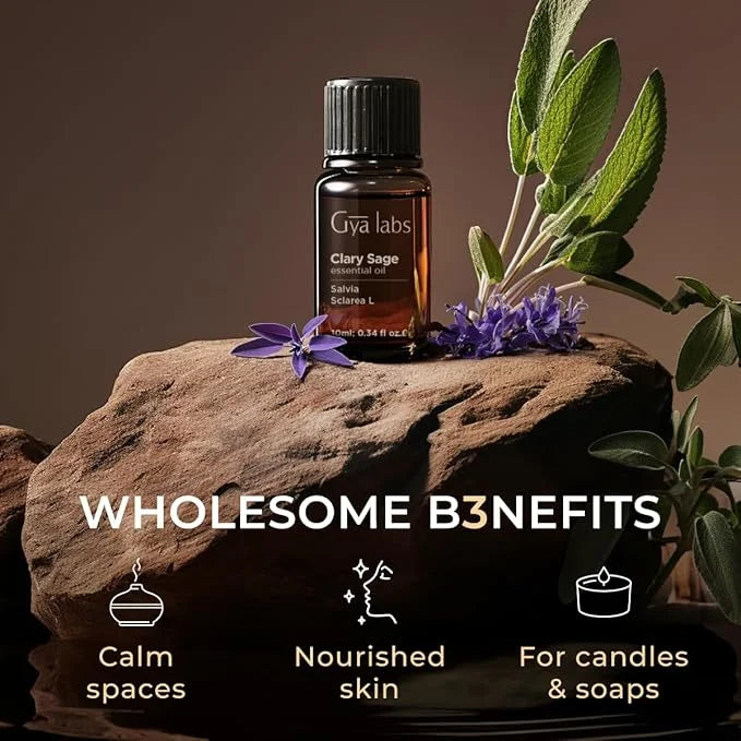 Gya Labs Clary Sage Essential Oil for Diffuser - 0.34 Fl Oz - 100% Pure Natural Clary Sage Oil for Skin, Hair, Aromatherap...