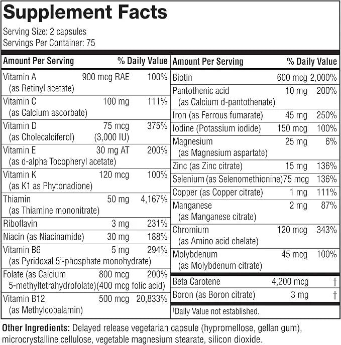 Youtheory High Potency Multi GLP-1 Support - High Absorption Multivitamins - for Immune Support & Bone Health - Gentle on ...