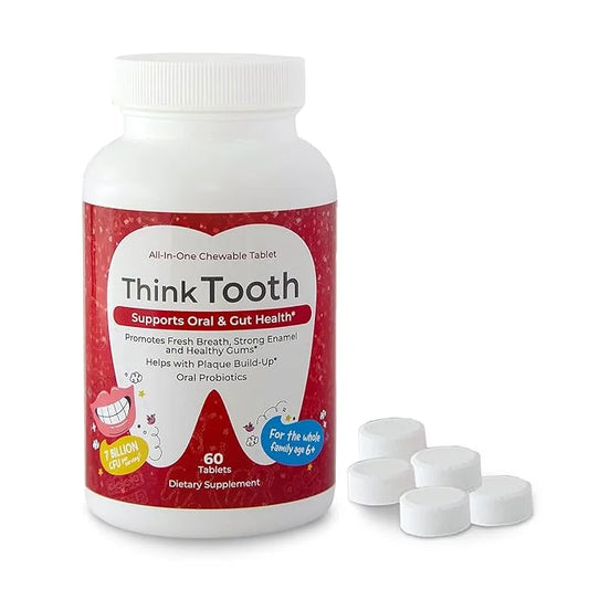 Think Tooth Chewable Tablets Supports Oral & Gut Health - Dental Probiotic Supplement for Fresh Breath & Healthy Gums - Ad...