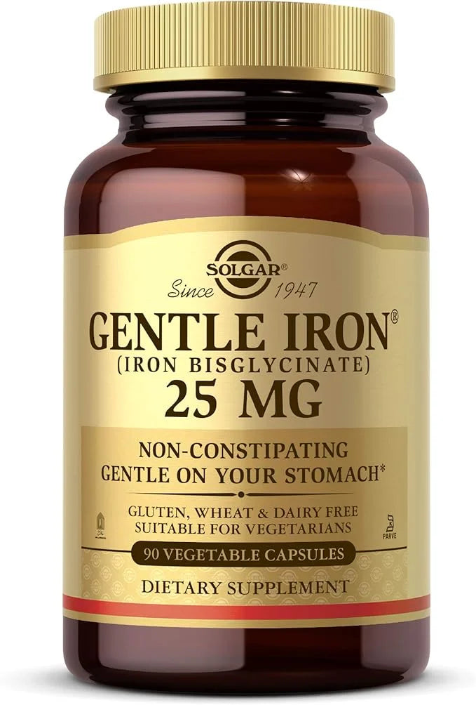 Solgar Gentle Iron 25mg, 90 Vegetable Capsules - Energy, Normal Red Blood Cell Production - Gentle on the Stomach - Non-GM...