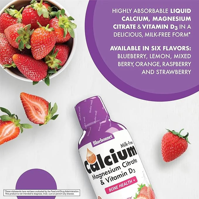 Bluebonnet Nutrition Liquid Calcium Citrate Calcium Citrate, Magnesium Citrate, Vitamin D3, Bone Health, Gluten Free, Soy ...