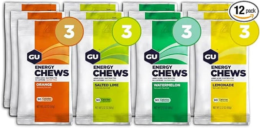 GU Energy Chews, Mixed Pack Energy Gummies with Electrolytes, Vegan, Gluten-Free, Kosher, Caffeine-Free, and Dairy-Free On...