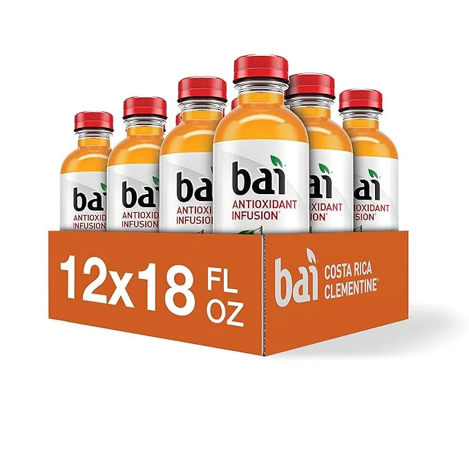 Bai Flavored Water, Costa Rica Clementine, Antioxidant Infused Drinks, 18 Fluid Ounce Bottle (Pack of 12) - Product Image