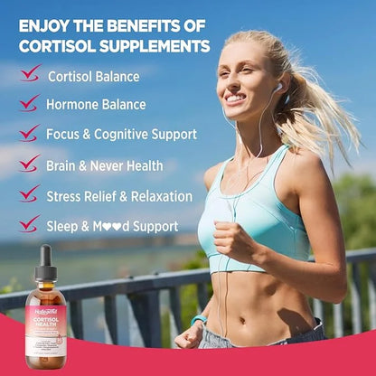 Cortisol Supplement Liquid Drops, Lower Cortisol Supplements for Women, 16 in 1 Cortisol Reducer w. Ashwagandha, Magnesium...