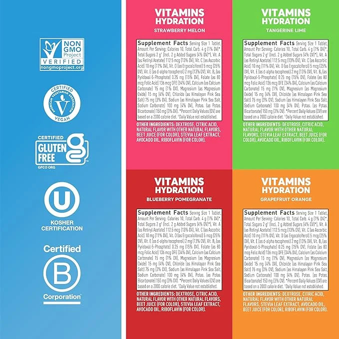Nuun Hydration Vitamins Electrolyte Tablets, Mixed Fruit, 5 Essential Electrolytes for Hydration + Vitamin A, B6, C, D, E,...