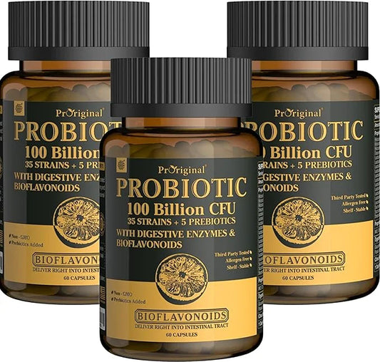 Probiotics with Prebiotics for Men and Women 35 Strains 100 Billion 180 Capsules (180 Count/90 Count/90 Days