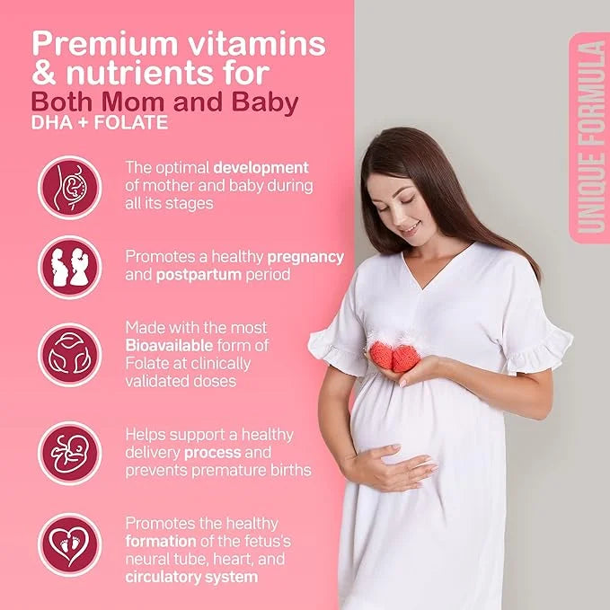 Premium Prenatal & Postnatal Vitamins: Folate, B12, Multivitamin 30 Days