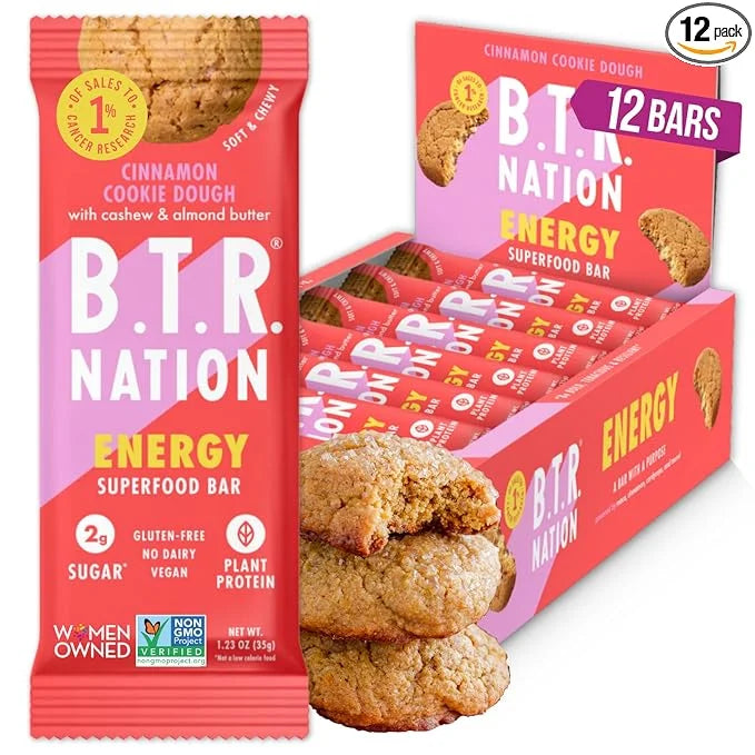B.T.R. Bar Superfood Keto Protein Bars, Plant Based Vegan Protein, Low Carb, Low Calorie, Gluten Free, No Sugar Alcohols, ...