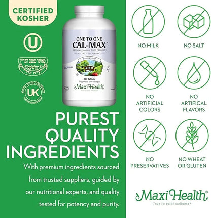 Maxi Health 500 mg Calcium Supplement D3 (1000 (1000 IU) (500 mg) 240 Tablets