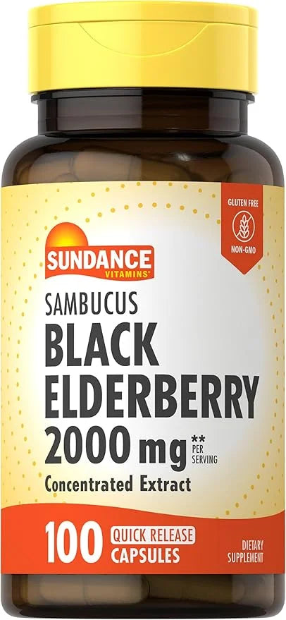 Sundance Sambucus Black Elderberry Capsules 2000mg | 100 Count