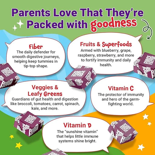 FORCE FACTOR Kids Superfood Super Chews, 2-Month Supply, 60 Soft