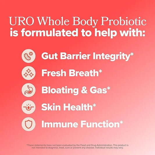 URO Whole Body Probiotic – 3-in-1 Probiotic Supporting Gut, Skin, and Oral Microbiomes & Digestive Health – 20B+ CFUs, Lic...