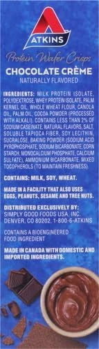 Atkins Chocolate Crème Protein Wafer Crisps, Protein Dessert, 4g Net Carb, 1g Sugar, High in Fiber, Keto Friendly, 5 Count...