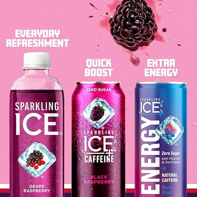 Sparkling Ice, Grape Raspberry Sparkling Water, Zero Sugar Flavored Water, with Vitamins and Antioxidants, Low Calorie Bev...