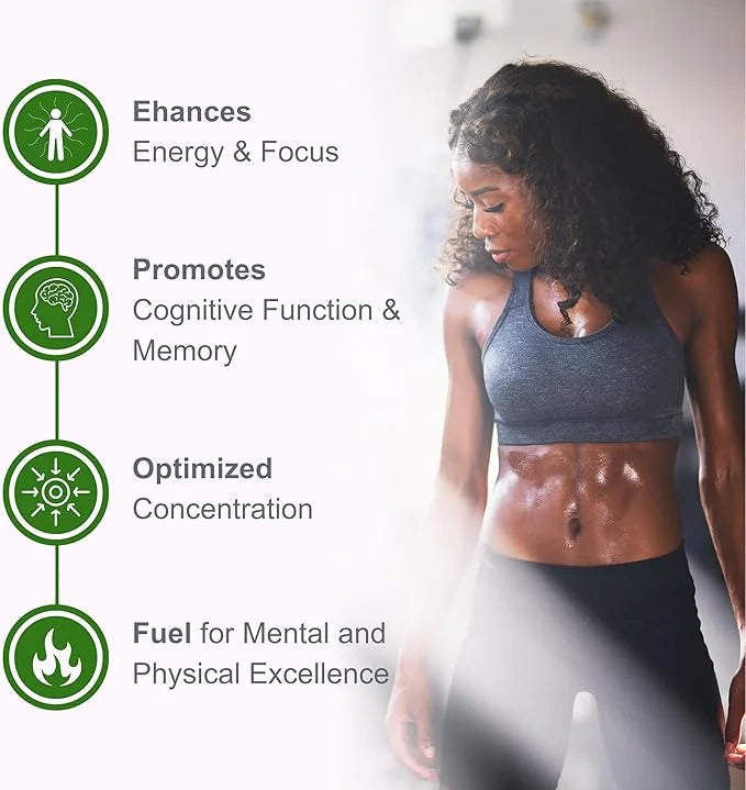 Life Happns Level Up Energy and Focus Supplement with Lions Mane, Ginkgo Biloba, L Theanine, Cordyceps Mushroom, Vitamin B...