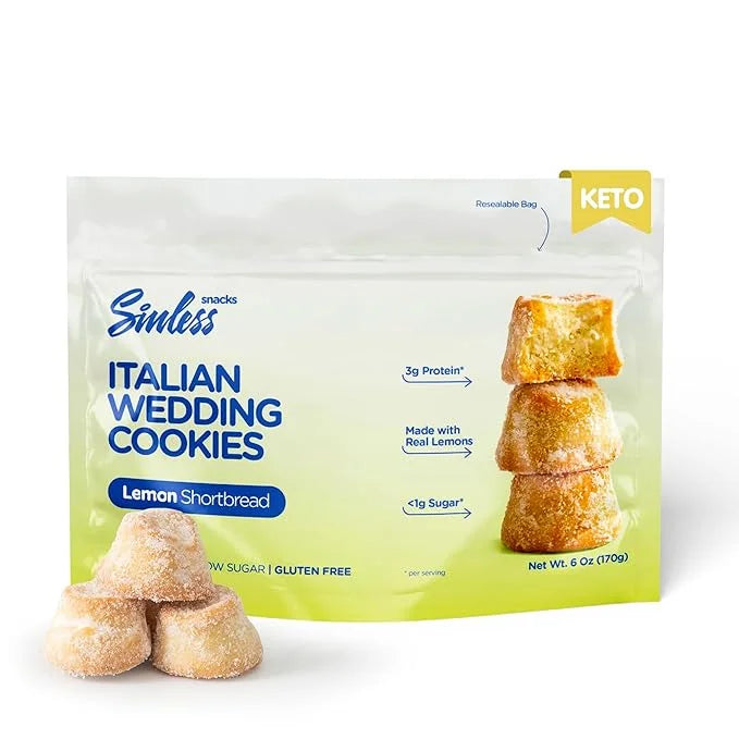 SINLESS SNACKS Keto Cookies Snack, Italian Wedding Lemon Cookies, Zesty Lemon Shortbread Cookies, Gluten-Free Italian Cook...