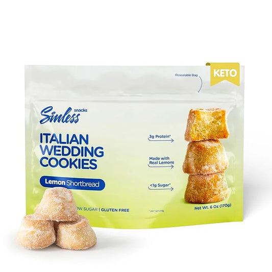 SINLESS SNACKS Keto Cookies Snack, Italian Wedding Lemon Cookies, Zesty Lemon Shortbread Cookies, Gluten-Free Italian Cook...