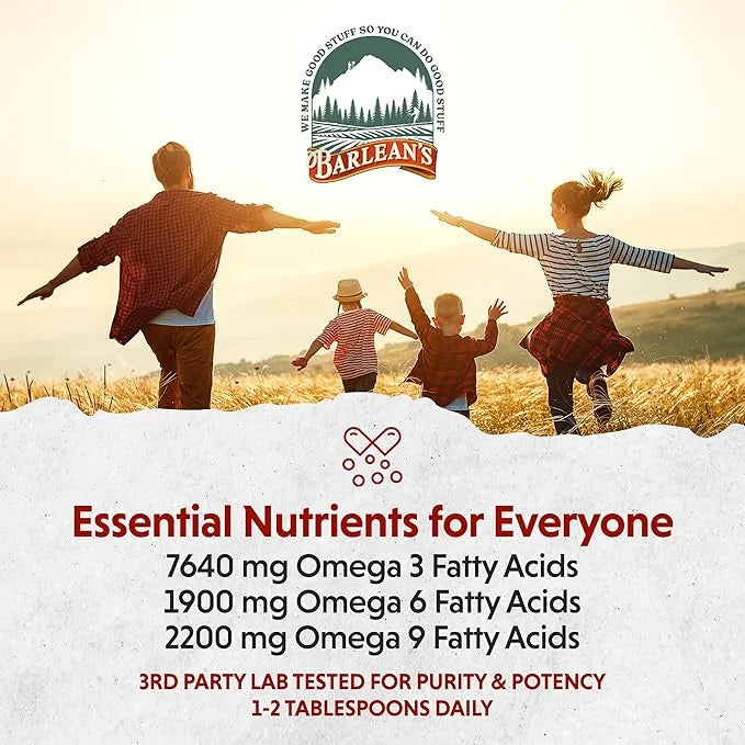 Barlean's Organic Flaxseed Oil Liquid, Cold Press Flax Seeds, 7,640mg ALA Omega 3 Fatty Acid Supplement for Joint and Hear...