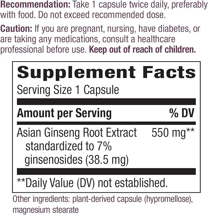 Nature's Way, Premium Herbal Asian Ginseng, 60 Capsules