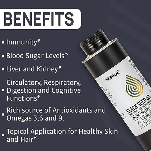 100% Ethiopian BlackSeed Oil 8.45 Oz - Cold Pressed Black Seed Oil for Immune Support, High Potency 5.7% - 21% Thymoquinon...
