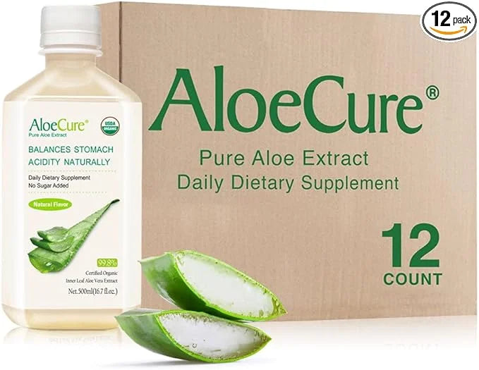AloeCure USDA Organic Aloe Vera Juice Made Within 12 Hrs of Harvest - Pure Aloe Juice Natural Digestive Supplement to Supp...
