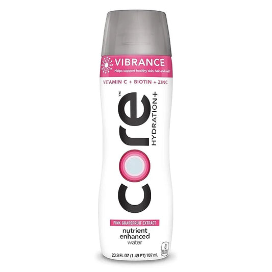 CORE Hydration+ Vibrance, Pink Grapefruit Extract Nutrient Enhanced Water with Vitamin C, Biotin and Zinc, 23.9 Fl Oz Bott...
