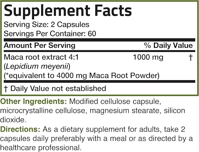 Bronson Maca Root Extra Lepidium Meyenii, 120 Vegetarian