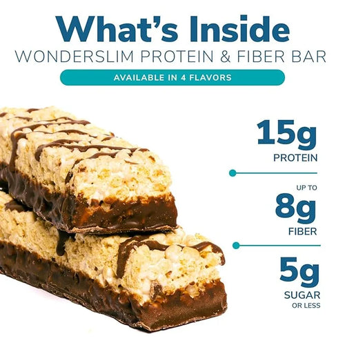 WonderSlim Protein & Fiber Bar, Fluffy S'more Crisp, Gluten Free, Keto Friendly & Low Carb (7ct) - Product Image