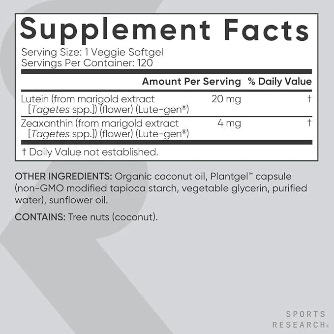 Sports Research® Lutein and Zeaxanthin Capsules 120 Veggie