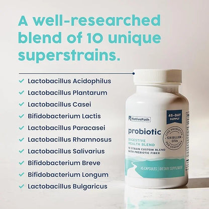 NativePath Daily Probiotic, 10-Strain Custom Blend 82 Billion 45 Count