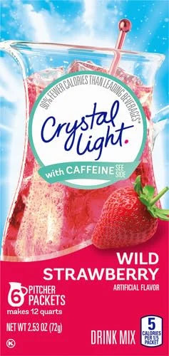 Crystal Light Sugar-Free Energy Wild Strawberry Low Calories Powdered Drink Mix 6 Count Pitcher Packets - Product Image