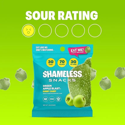 Shameless Snacks - Healthy Low Calorie Snacks, Low Carb Keto Gummies (Gluten Free Candy) - 6 Pack Green Apple Blast - Prod...