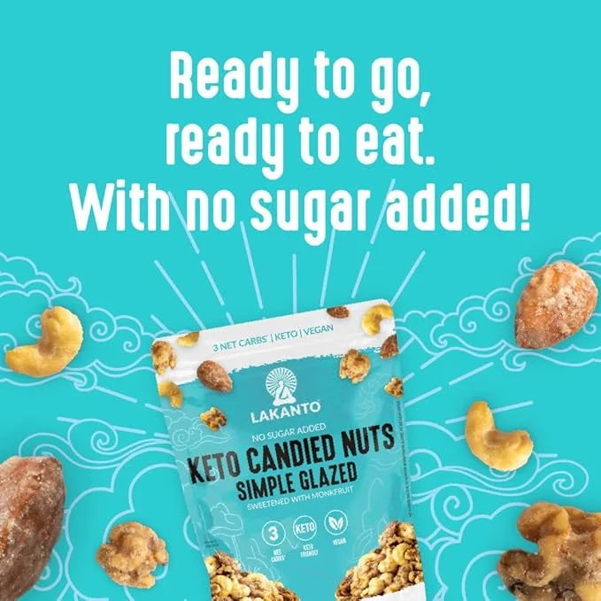 Lakanto Candied Nuts Simple Glazed - No Sugar Added, Sweetened with Monk Fruit, 3 Net Carbs, Keto Diet Friendly, Vegan, On...