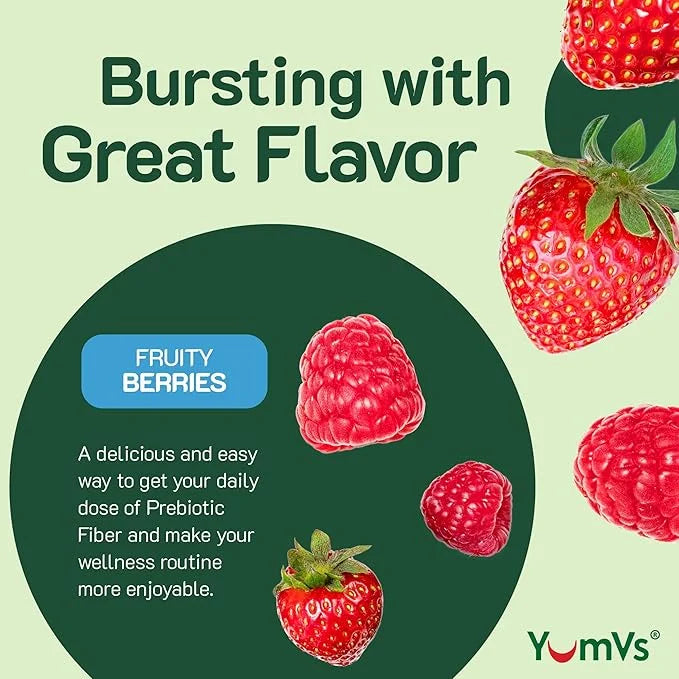 YUM-V'S Prebiotic Fiber Zero Gummies, Keto Friendly Sugar Free Supplement, 4 g Fiber for Digestive Support, Natural Berry ...