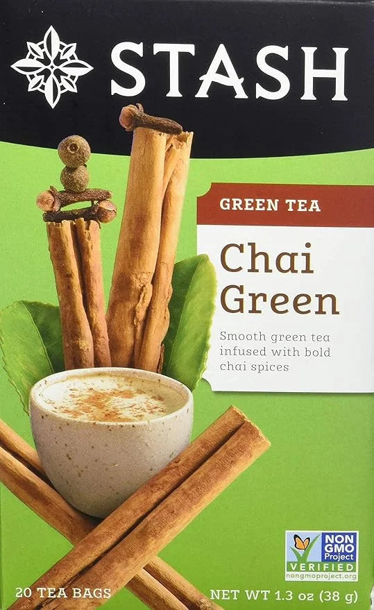 Stash Tea Chai Green Tea - Caffeinated, Non-GMO Project Verified Premium Tea with No Artificial Ingredients, 20 Count (Pac...