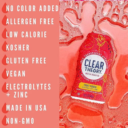Clear Theory Water Flavoring Drops, Electrolytes Drink Mix, Water Enhancer Liquid, Flavored Hydration for Kids, Vegan, Glu...