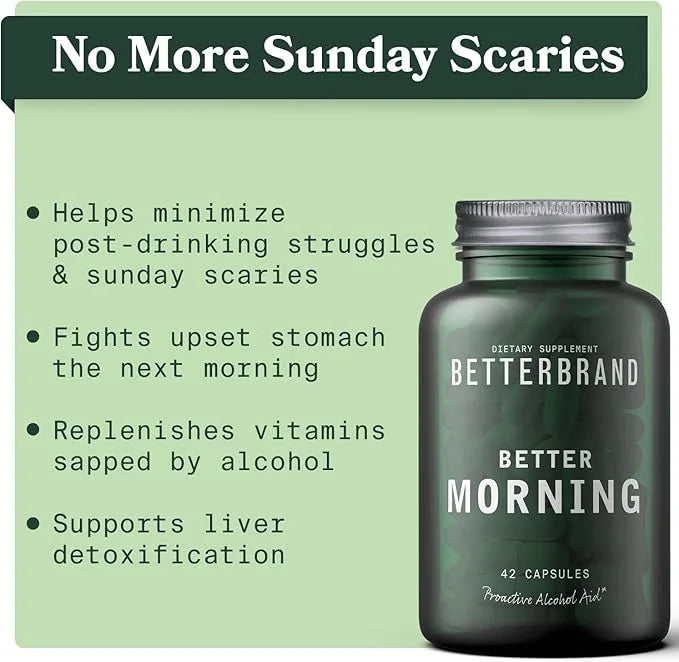 Betterbrand BetterMorning All-Natural Ingredients with DHM - Supports Liver Aid - Gluten-Free & Vegetarian (42 Capsules) -...