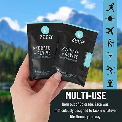Zaca Recovery Chewable Supplement | Hydrate + Revive | Party, Travel, Exercise & Altitude | Sugar Free & Gluten Free | Mix...