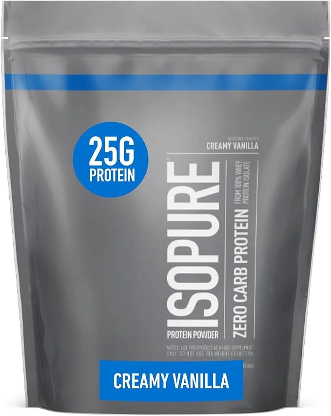 Isopure Zero Carb 100% Pure Whey Isolate Protein Powder, Lactose Free, Gluten Free, With Vitamins, Creamy Vanilla, 25g Pro...
