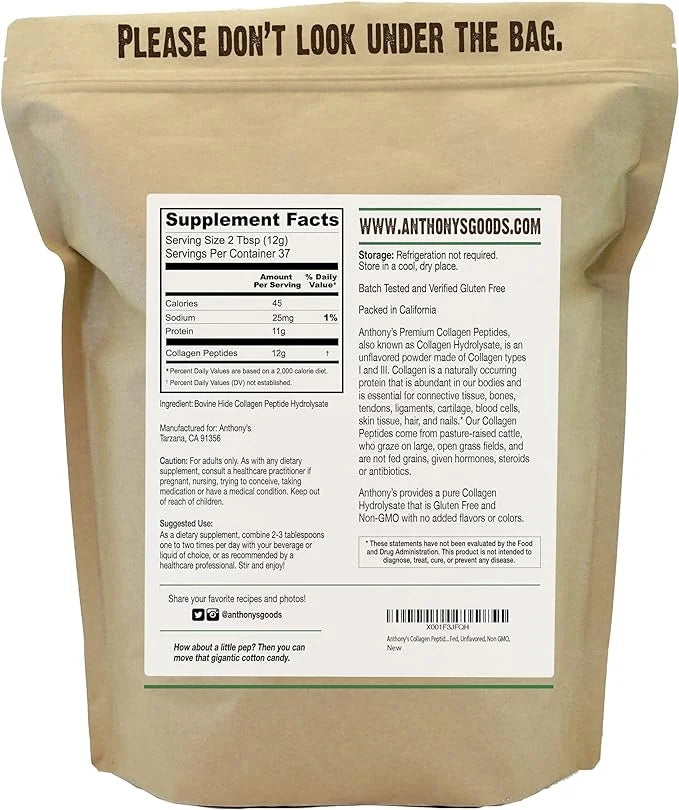 Anthony's Collagen Peptide Powder, 1 lb,